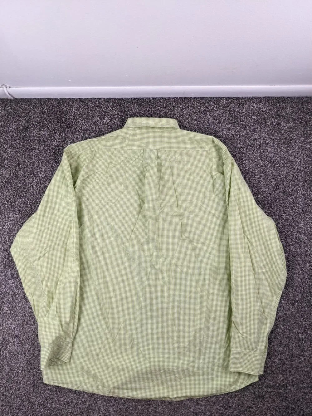 Vintage 90s J Crew Oarsman Dress Shirt Gingham Checked Button Green Mens 16x34